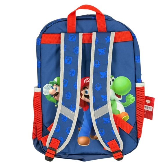 Super Mario Kids Adjustable Straps 17" Backpack Water Resistant Reflective NWT - Picture 3 of 8
